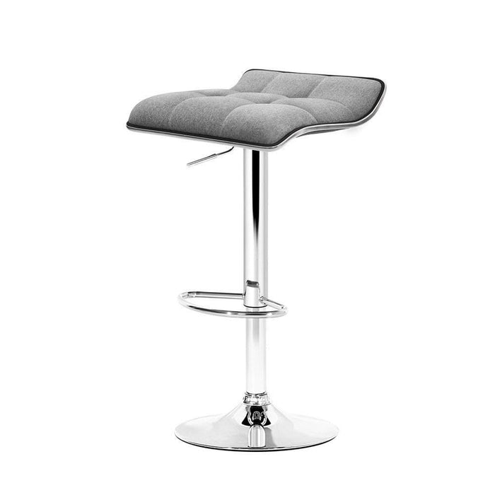 Artiss Set Of 2 Fabric Bar Stools Swivel Stools- Grey Chrome