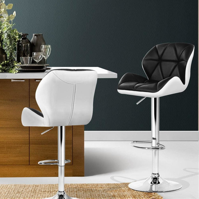 Artiss Set Of 2 Kitchen Bar Stools - White Black And Chrome