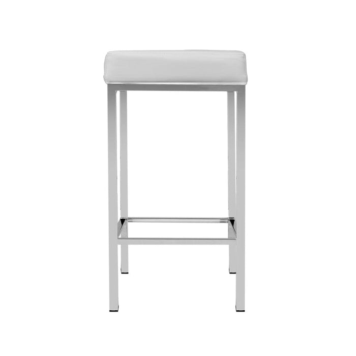 Artiss Set Of 2 Pu Leather Backless Bar Stools - White