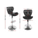 Artiss Set Of 2 Pu Leather Patterned Bar Stools - Black