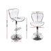 Artiss Set Of 2 Pu Leather Patterned Bar Stools - White