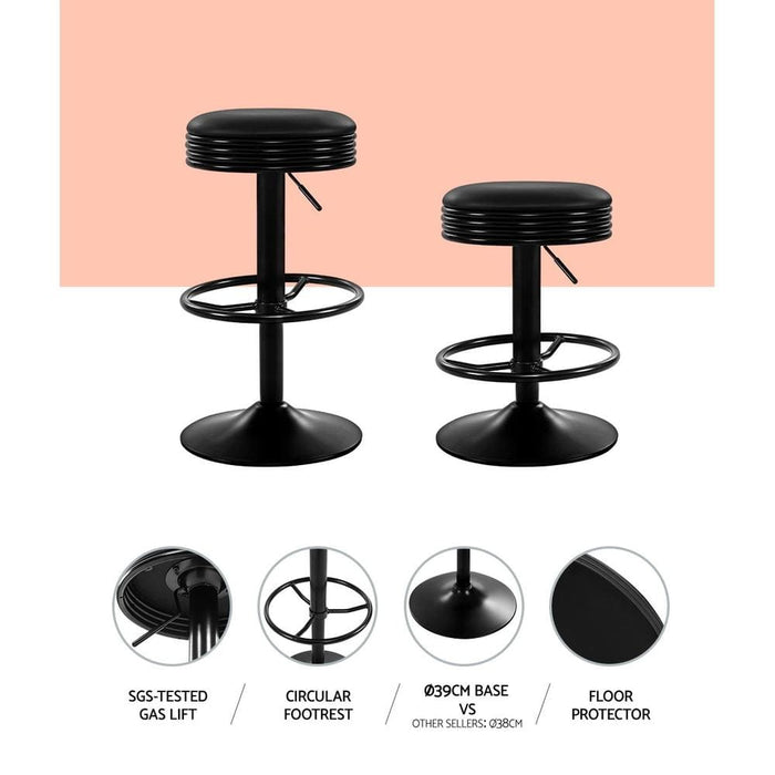 Artiss Set Of 2 Pu Leather Swivel Backless Bar Stools