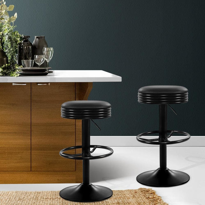 Artiss Set Of 2 Pu Leather Swivel Backless Bar Stools