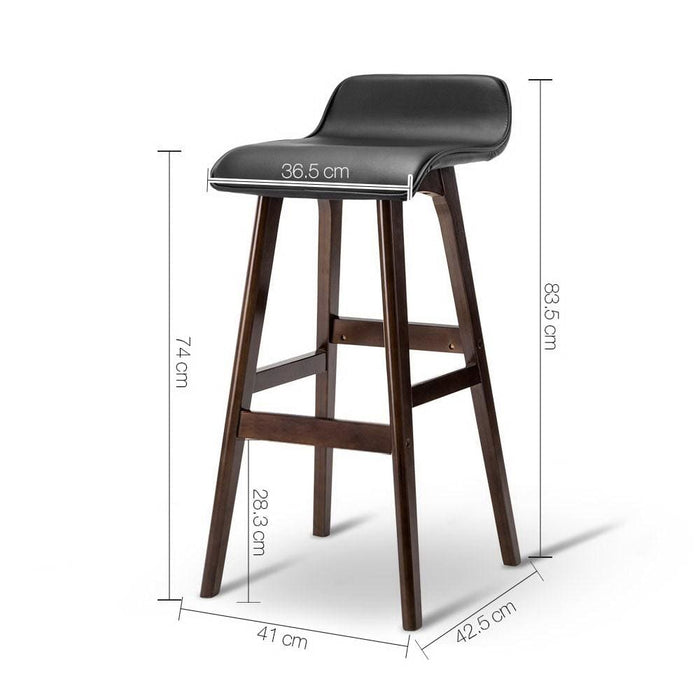 Artiss Set Of 2 Pu Leather Wood Wave Style Bar Stool - Black