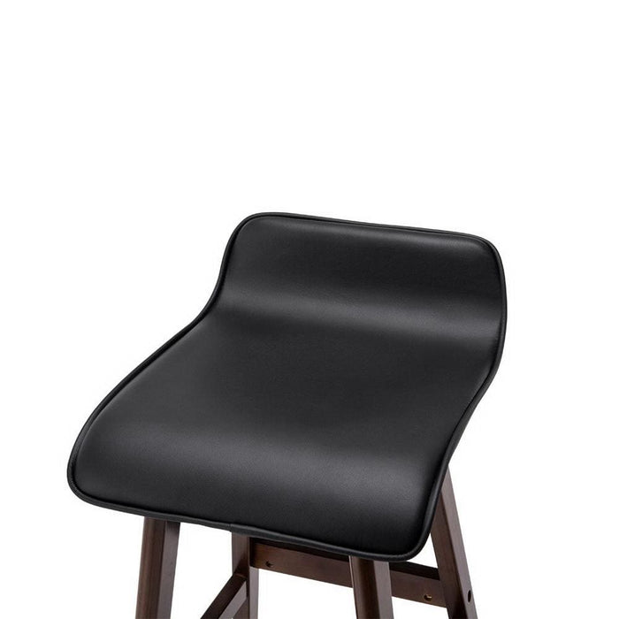 Artiss Set Of 2 Pu Leather Wood Wave Style Bar Stool - Black