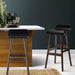 Artiss Set Of 2 Pu Leather Wood Wave Style Bar Stool - Black