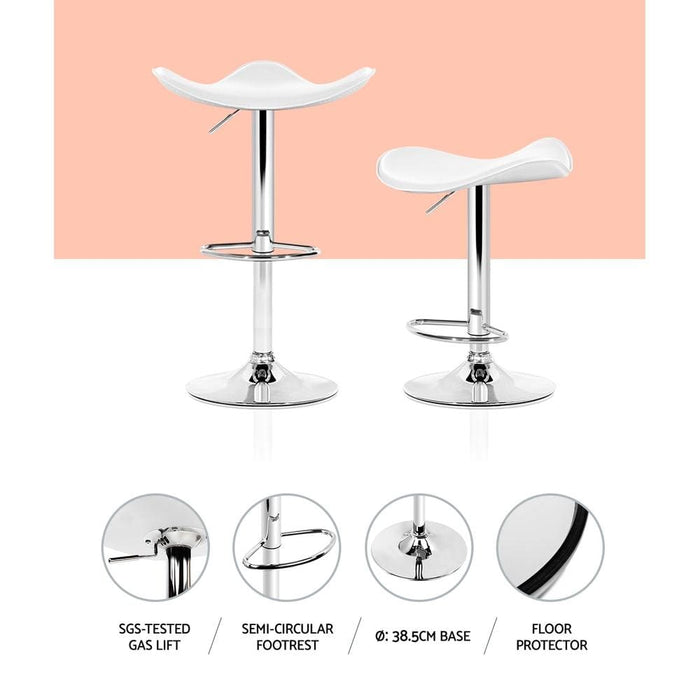 Artiss Set Of 2 Gas Lift Bar Stools Pu Leather - White