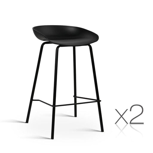 Artiss Set Of 2 Metal Bar Stools - Black