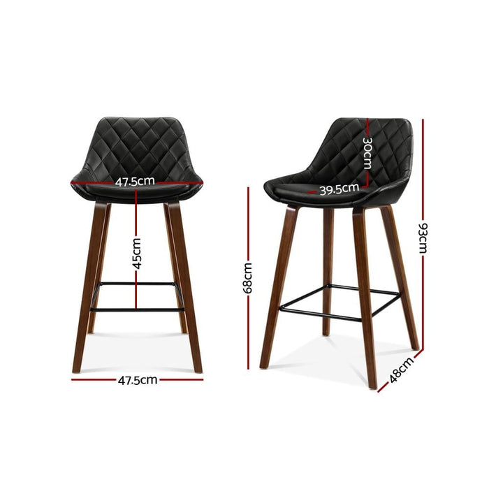 Artiss Set Of 2 Bar Stools Bentwood Pu Leather Diamond