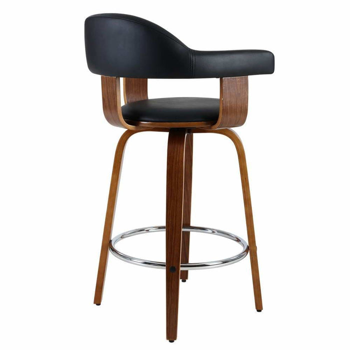 Artiss Set Of 2 Bar Stools Pu Leather Wooden Swivel - Wood