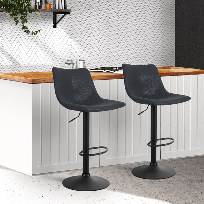 Artiss Set Of 2 Bar Stools Gas Lift- Black