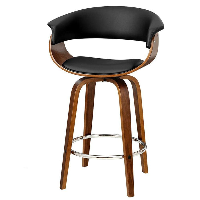 Artiss Set Of 2 Swivel Pu Leather Bar Stool - Wood And Black