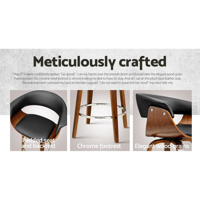 Artiss Set Of 2 Swivel Pu Leather Bar Stool - Wood And Black