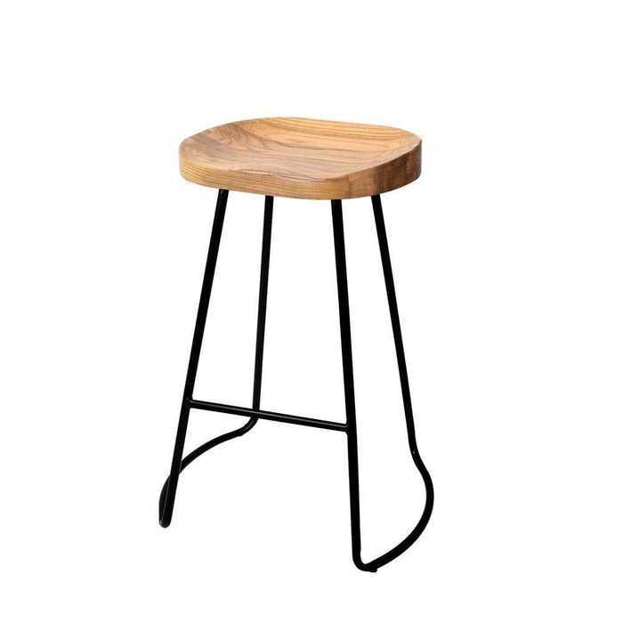 Artiss Set Of 2 Elm Wood Backless Bar Stools 65cm - Black