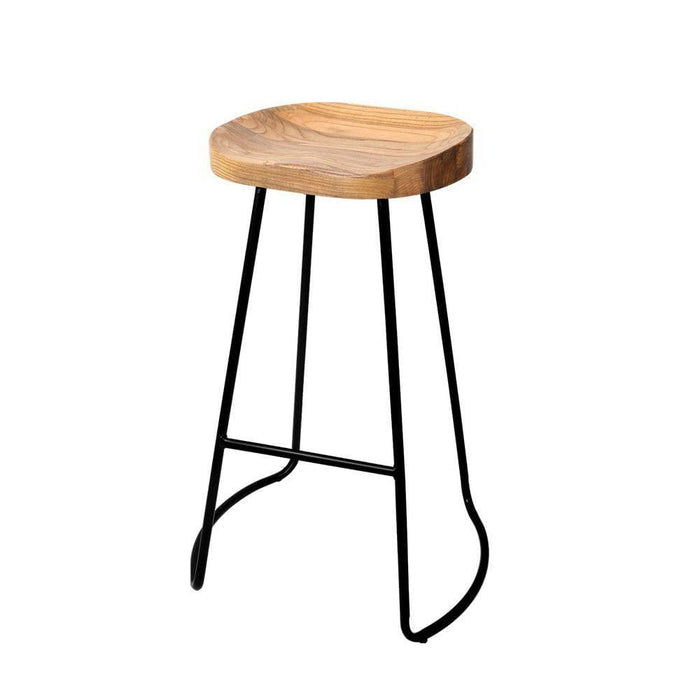 Artiss Set Of 2 Elm Wood Backless Bar Stools 75cm - Black