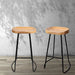 Artiss Set Of 2 Elm Wood Backless Bar Stools 75cm - Black