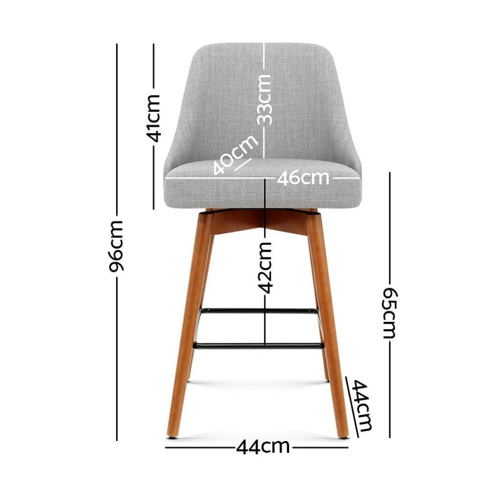 Artiss Set Of 2 Wooden Fabric Bar Stools Square Footrest