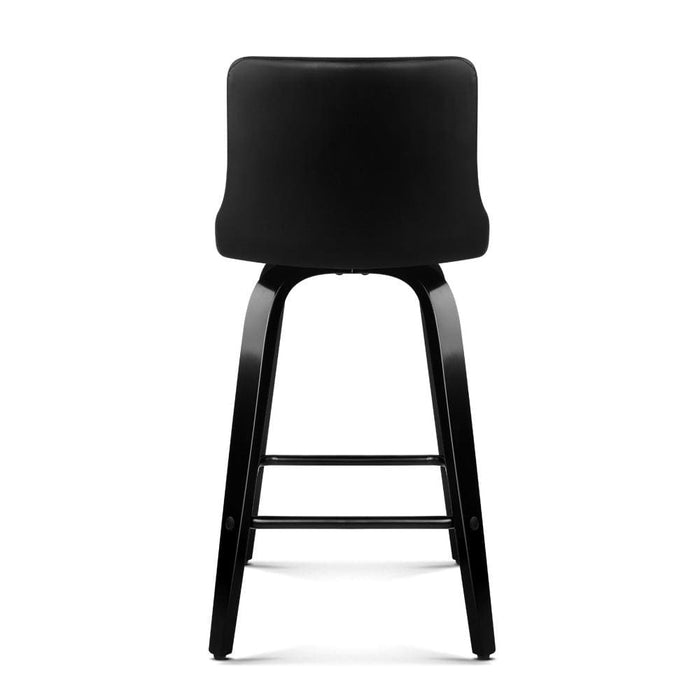 Artiss Set Of 2 Wooden Pu Leather Bar Stool - Black