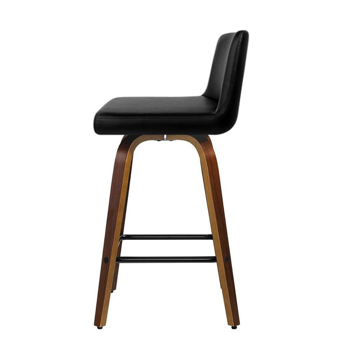 Artiss Set Of 2 Wooden Pu Leather Bar Stool - Black