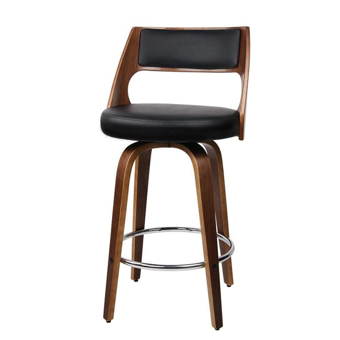 Artiss Set Of 2 Wooden Bar Stools Pu Leather - Black