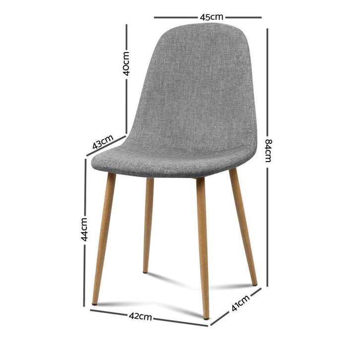 Artiss Set Of 4 Adamas Fabric Dining Chairs Light Grey