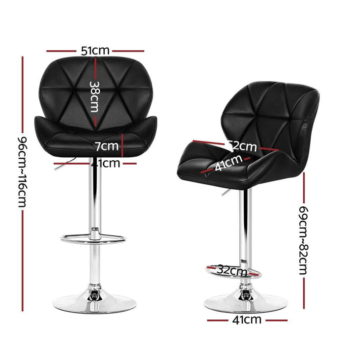 Artiss Set Of 4 Kitchen Bar Stools - Black And Chrome