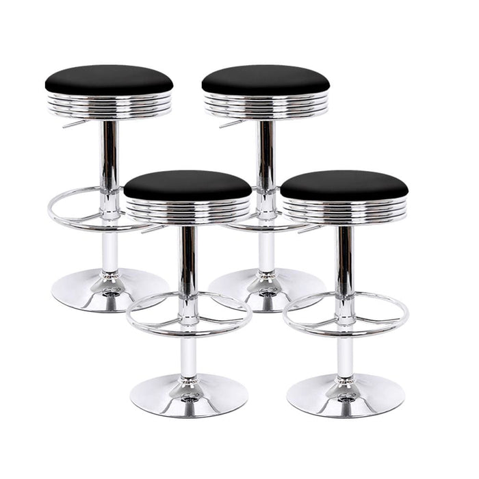 Artiss Set Of 4 Pu Leather Backless Bar Stools - Black