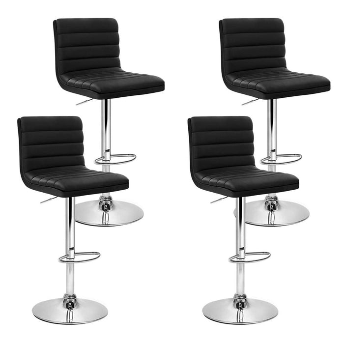 Artiss Set Of 4 Pu Leather Lined Pattern Bar Stools- Black