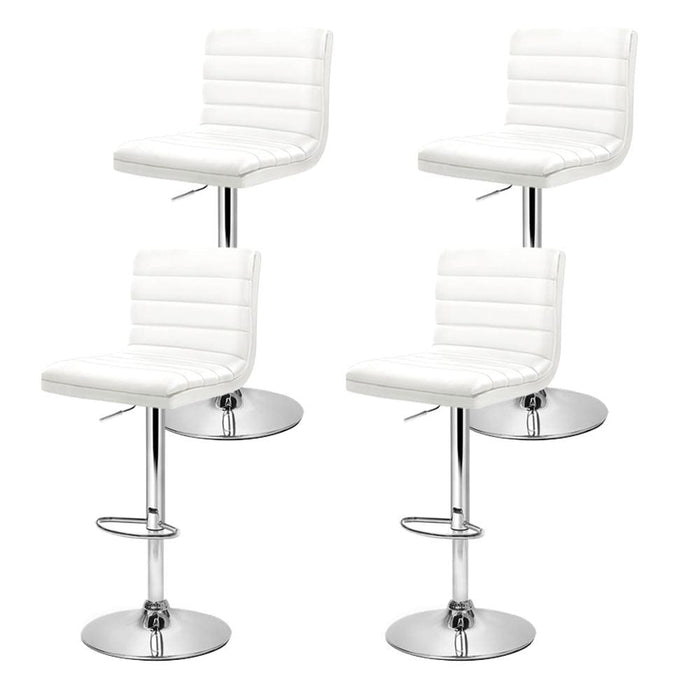 Artiss Set Of 4 Pu Leather Lined Pattern Bar Stools- White