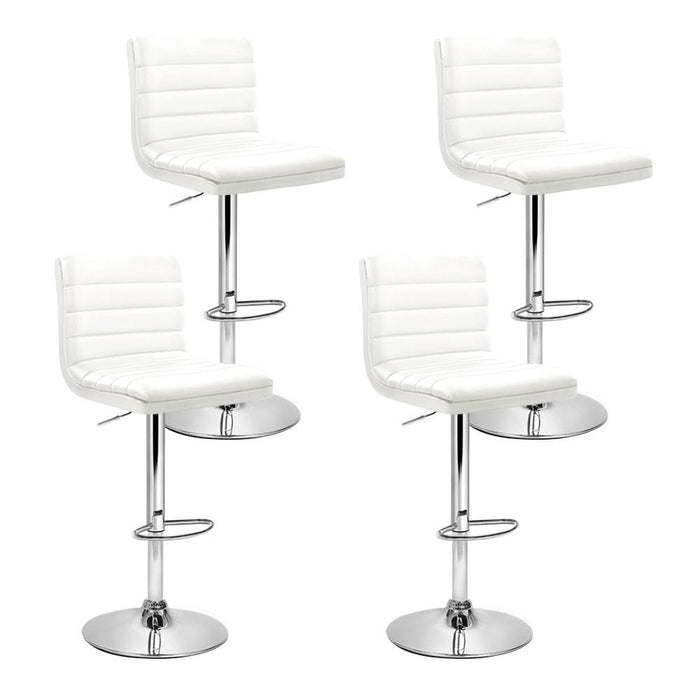 Artiss Set Of 4 Pu Leather Lined Pattern Bar Stools- White