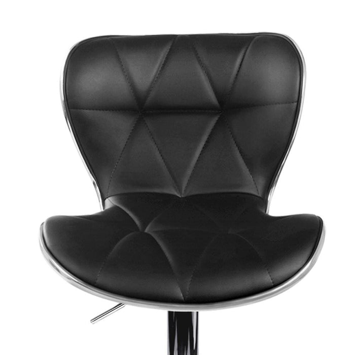 Artiss Set Of 4 Pu Leather Patterned Bar Stools - Black