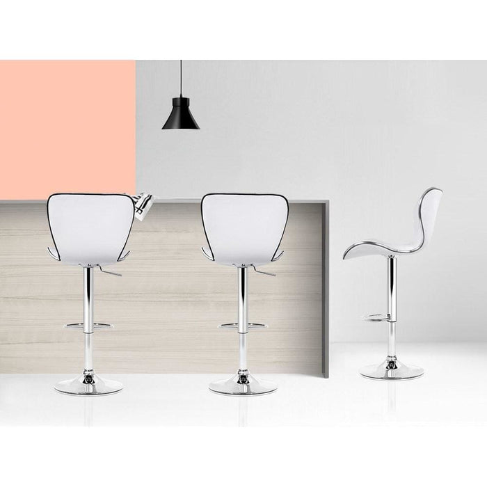 Artiss Set Of 4 Pu Leather Patterned Bar Stools - White