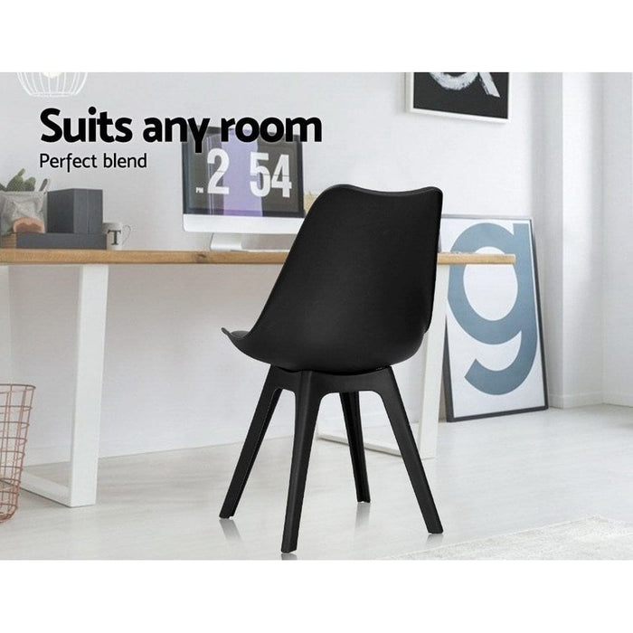 Artiss Set Of 4 Retro Padded Dining Chair - Black