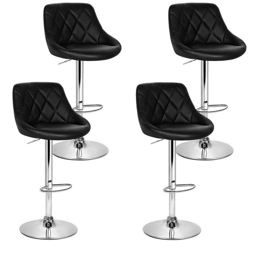 Artiss Set Of 4 Bar Stools Pu Leather Diamond Style - Black