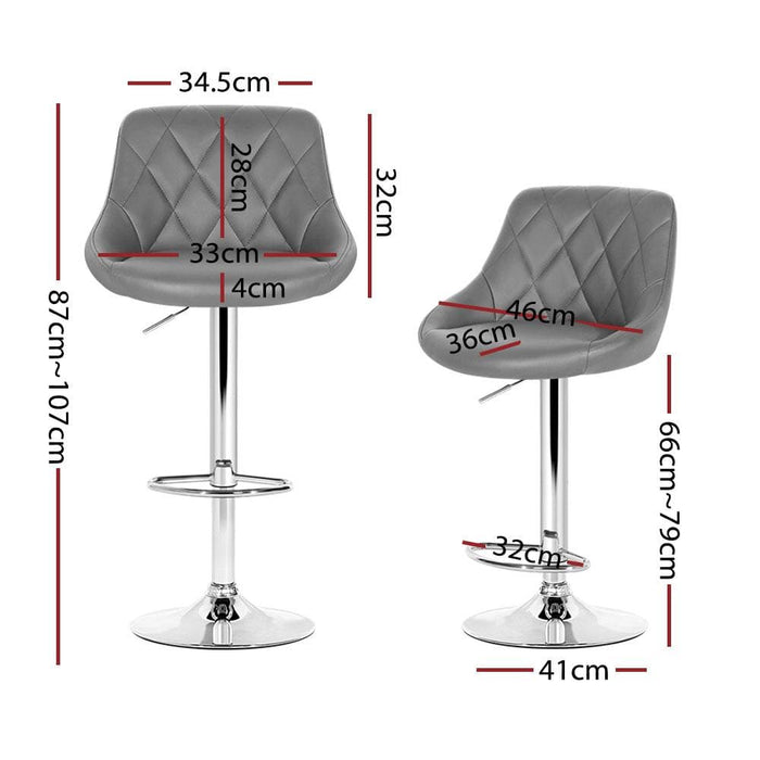 Artiss Set Of 4 Bar Stools Pu Leather Diamond Style - Grey