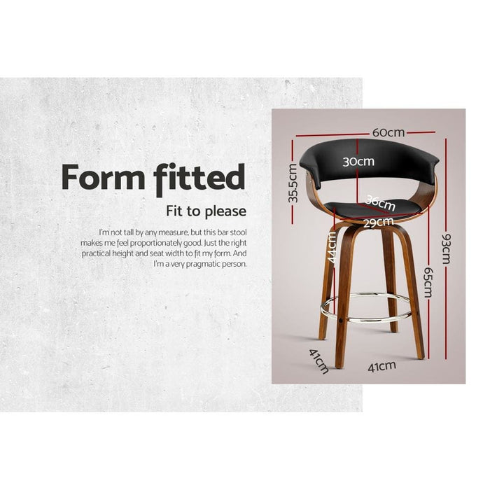 Artiss Set Of 4 Swivel Pu Leather Bar Stool - Wood And Black