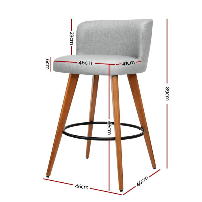 Artiss Set Of 4 Wooden Fabric Bar Stools Circular Footrest