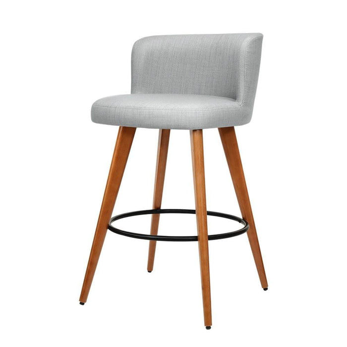 Artiss Set Of 4 Wooden Fabric Bar Stools Circular Footrest