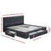 Artiss Avio Bed Frame Fabric Storage Drawers - Charcoal
