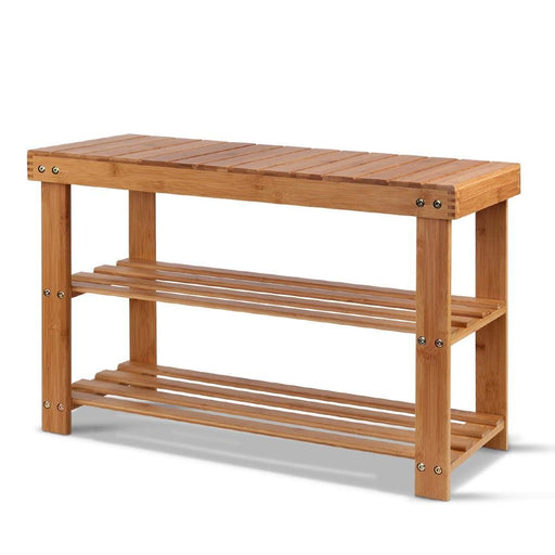 Artiss Bamboo Shoe Rack Wooden Seat Bench Organiser Shelf