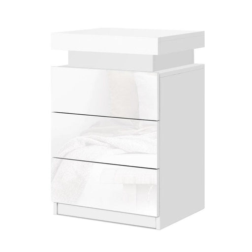 Artiss Bedside Tables Side Table 3 Drawers Rgb Led High