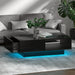 Artiss Coffee Table Led Lights High Gloss Storage Drawer