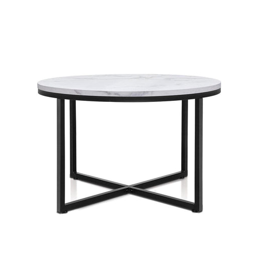 Artiss Coffee Table Marble Effect Side Tables Bedside Round