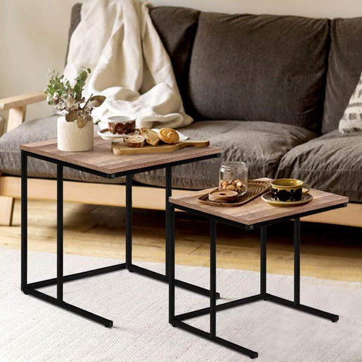 Artiss Coffee Table Nesting Side Tables Wooden Rustic