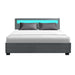 Artiss Cole Led Bed Frame Fabric Gas Lift Storage - Grey