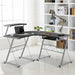 Artiss Corner Metal Pull Out Table Desk - Black