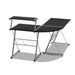 Artiss Corner Metal Pull Out Table Desk - Black