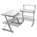 Artiss Corner Metal Pull Out Table Desk - White