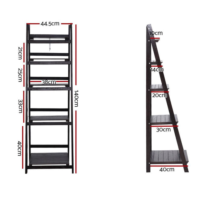 Artiss Display Shelf 5 Tier Wooden Ladder Stand Storage