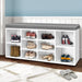 Artiss Fabric Shoe Bench With Storage Cubes - White